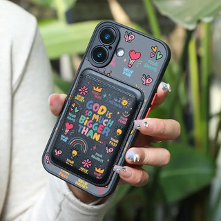 Ốp ví họa tiết cầu vồng vui nhộn cho trẻ em iPhone 11promax 12 13pro 15pro 15promax 14 14promax 14pro 16 pro max 16 plus Ốp điện thoại ví đen