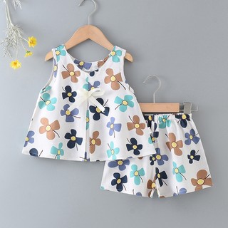 MuyoNowo Bộ Đồ Ngủ Hoa Không Tay Trẻ Em 100% Viscose Mềm Mại Mặc Nhà Mùa Hè