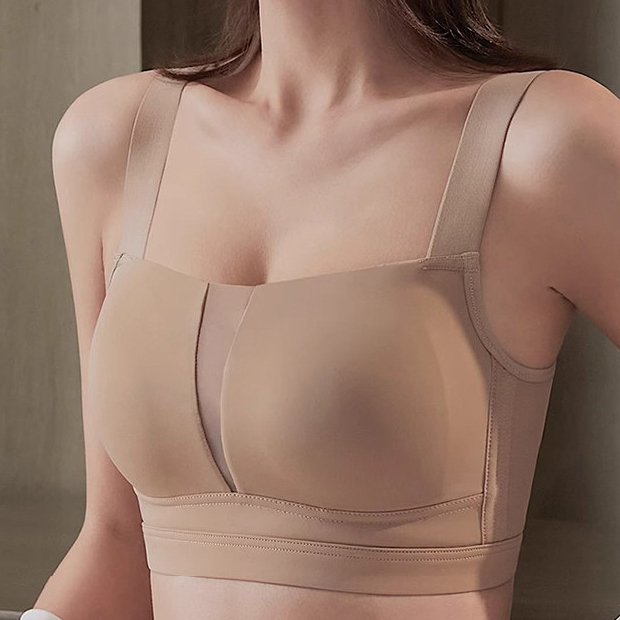 Ngực Lớn Nhìn Nhỏ Liền Mạch Quần Lót Nữ Kích Thước Lớn Không Dây Thoáng Khí Áo Ngực Mỏng