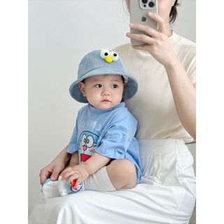 Bé trai sơ sinh hoạt hình dễ thương Doremon dáng rộng vừa vặn áo liền quần mùa hè mềm mại và thoải mái (0-24 tháng)