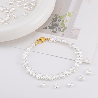 Nhỏ Baroque Hình Trái Tim ABS Giả Ngọc Trai Qua Lỗ Ngọc Trai Trắng DIY Phụ Kiện Trang Sức