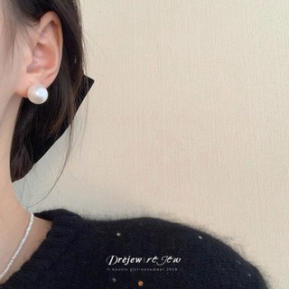 DREJEW Bông tai ngọc trai nhân tạo kim bạc kiểu Pháp cổ điển nhỏ đơn giản thời trang