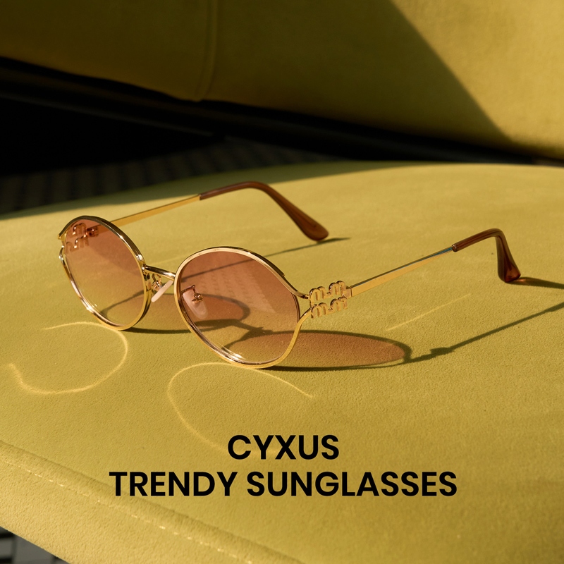 Cyxus Kính Râm Nữ Tính Gọng Oval Vàng Mỏng Nhẹ Phong Cách Tối Giản Retro Thanh Lịch Pha Chất Hàn Quốc Nhật Bản Và Châu Âu 1284