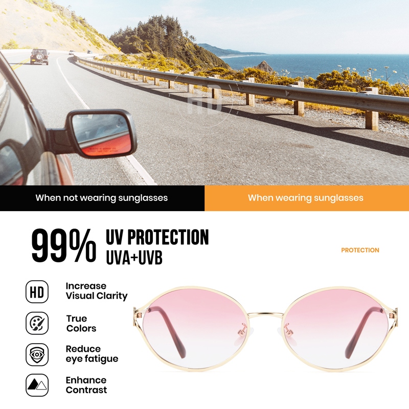 Cyxus Kính Râm Nữ Tính Gọng Oval Vàng Mỏng Nhẹ Phong Cách Tối Giản Retro Thanh Lịch Pha Chất Hàn Quốc Nhật Bản Và Châu Âu 1284