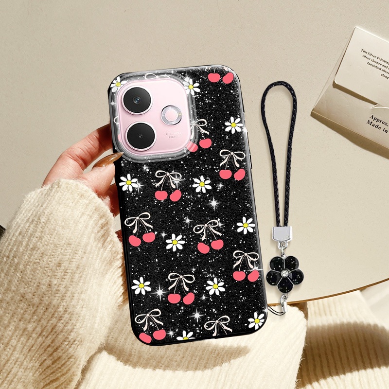 Ốp Điện Thoại YBD INS Cho OPPO A5 Pro 5G 4G Fine Sparkling Diamond Nhật Bản Và Hàn Quốc Cherry Bow