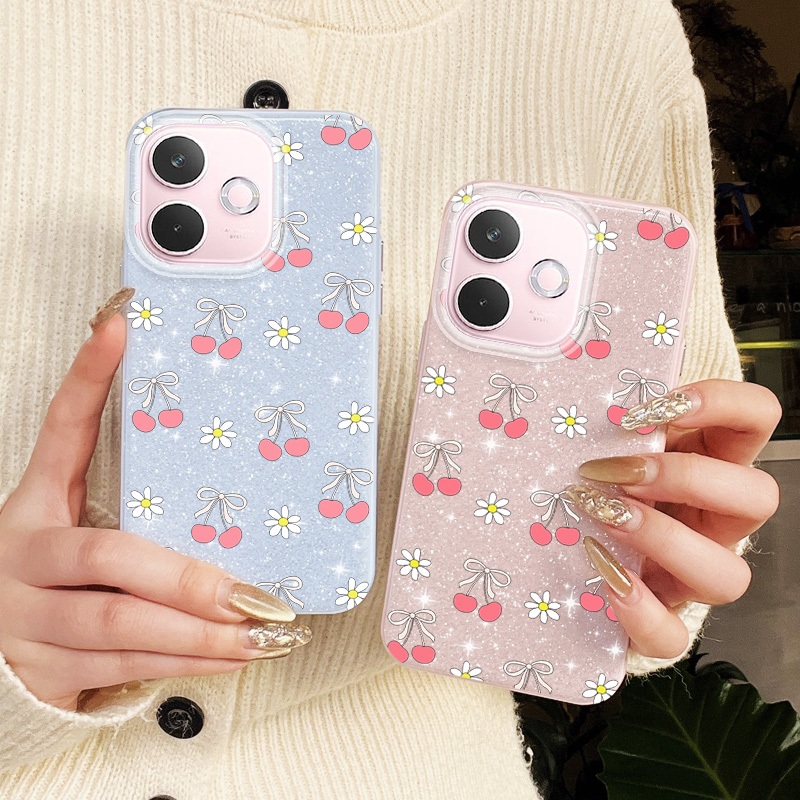 Ốp Điện Thoại YBD INS Cho OPPO A5 Pro 5G 4G Fine Sparkling Diamond Nhật Bản Và Hàn Quốc Cherry Bow