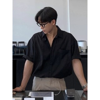 Áo Sơ Mi Trắng Cổ Điển Mỹ Nam Cao Cấp Rời Tay Ngắn Không Kim Cương Ice Silk Thoáng Mát Vải Lanh Áo Sơ Mi Mỏng