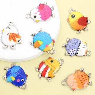 10 Chiếc Hoạt Hình Dễ Thương Gà Con Men Nhỏ Giọt Dầu Quyến Rũ, Tạo Kiểu Động Vật Sáng Tạo Mặt Dây Chim Nhiều Màu Sắc Cho DIY Vòng Cổ Vui Nhộn Vòng Tay Bông Tai Móc Khóa & Trang Trí Hoạt Động Tiệc