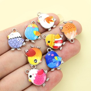 10 Chiếc Hoạt Hình Dễ Thương Gà Con Men Nhỏ Giọt Dầu Quyến Rũ, Tạo Kiểu Động Vật Sáng Tạo Mặt Dây Chim Nhiều Màu Sắc Cho DIY Vòng Cổ Vui Nhộn Vòng Tay Bông Tai Móc Khóa & Trang Trí Hoạt Động Tiệc