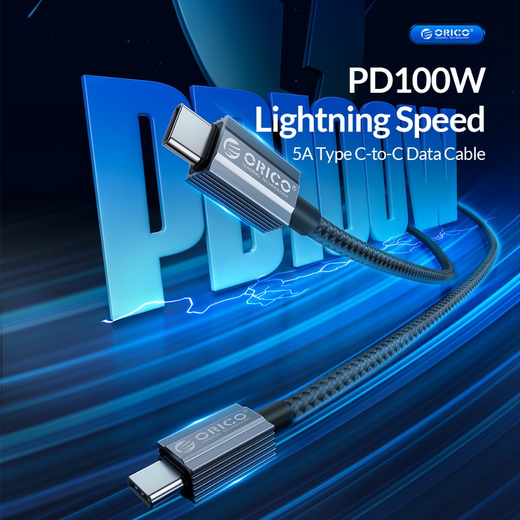 ORICO - Cáp sạc nhanh PD100W 20V 5A Nylon Bradied USB C sang C E-marker cho Samsung Mac (GQ)