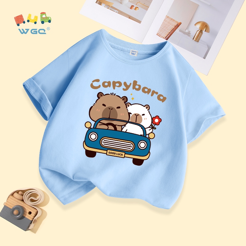 W.G.Q  Áo thun bé trai / bé gái , vải mềm mại thoải mái, in hình capybara