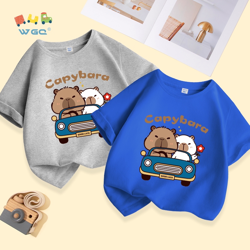 W.G.Q  Áo thun bé trai / bé gái , vải mềm mại thoải mái, in hình capybara