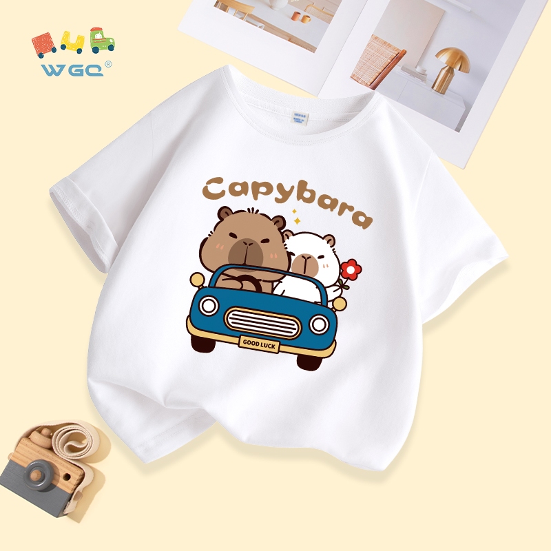 W.G.Q  Áo thun bé trai / bé gái , vải mềm mại thoải mái, in hình capybara
