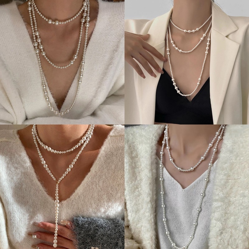 K2nightfee Vintage Ngọc Trai Nhiều Lớp Ngọc Trai Hạt Vòng Cổ Cho Nữ Ngọt Ngào Thanh Lịch Trang Sức Tiệc Cưới Quà Tặng VN