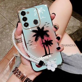 Ốp Lưng Cho Tecno Spark Go 2022 Spark 8C Spark 9 Thẩm Mỹ Thiết Kế Mới Mạ Điện Ốp Điện Thoại Silicon Phong Cảnh Đẹp Họa Tiết Cây Dừa Dây Treo Miễn Phí
