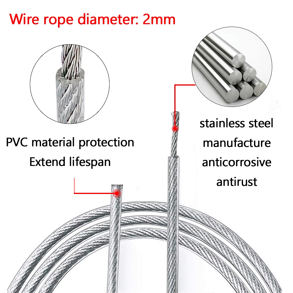 2mm Có Thể Điều Chỉnh Móc Treo Dây Thép Không Gỉ 304 Dây PVC Dây Bộ Quảng Cáo Ban Chiếu Sáng Đồ Gốm Treo Bộ