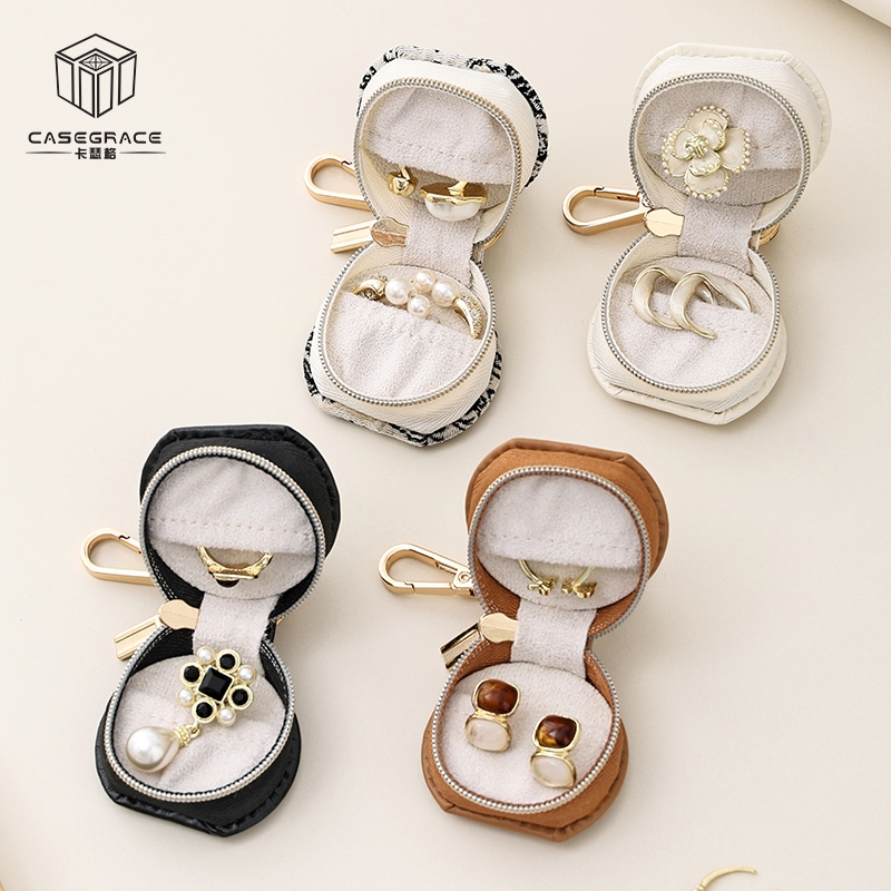 Hộp đựng đồ trang sức Nhẫn kèm móc khóa, Hộp đựng đồ trang sức phòng tập thể dục di động, Hộp đựng đồ trang sức vòng cổ hình bông tai du lịch nhỏ