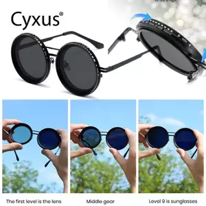 CyxusKính râm phân cực / Điều chỉnh độ sáng từ 1-9 cấp độ / Kính râm thời trang mới / Chống tia UV400 / Gọng tròn / Đa năng và thời trang, hoàn toàn đáp ứng nhu cầu của nam giới. P1299