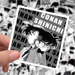 60 Chiếc Đen Trắng Anime Conan Dán Điện Thoại Trang Trí Cốc Nước Miếng Dán Chống Thấm Nước
