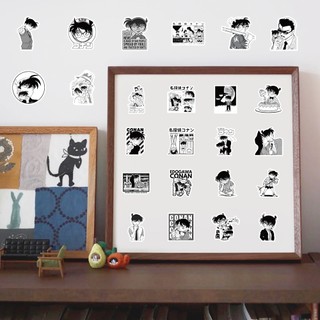 60 Chiếc Đen Trắng Anime Conan Dán Điện Thoại Trang Trí Cốc Nước Miếng Dán Chống Thấm Nước