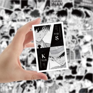 60 Chiếc Đen Trắng Anime Conan Dán Điện Thoại Trang Trí Cốc Nước Miếng Dán Chống Thấm Nước