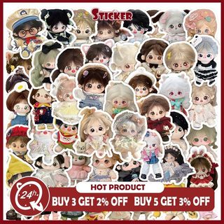 60 Chiếc Búp Bê Kawaii Dán Hoạt Hình Graffiti Laptop Guitar Quà Tặng Nhật Ký Chống Nước Trang Trí Miếng Dán