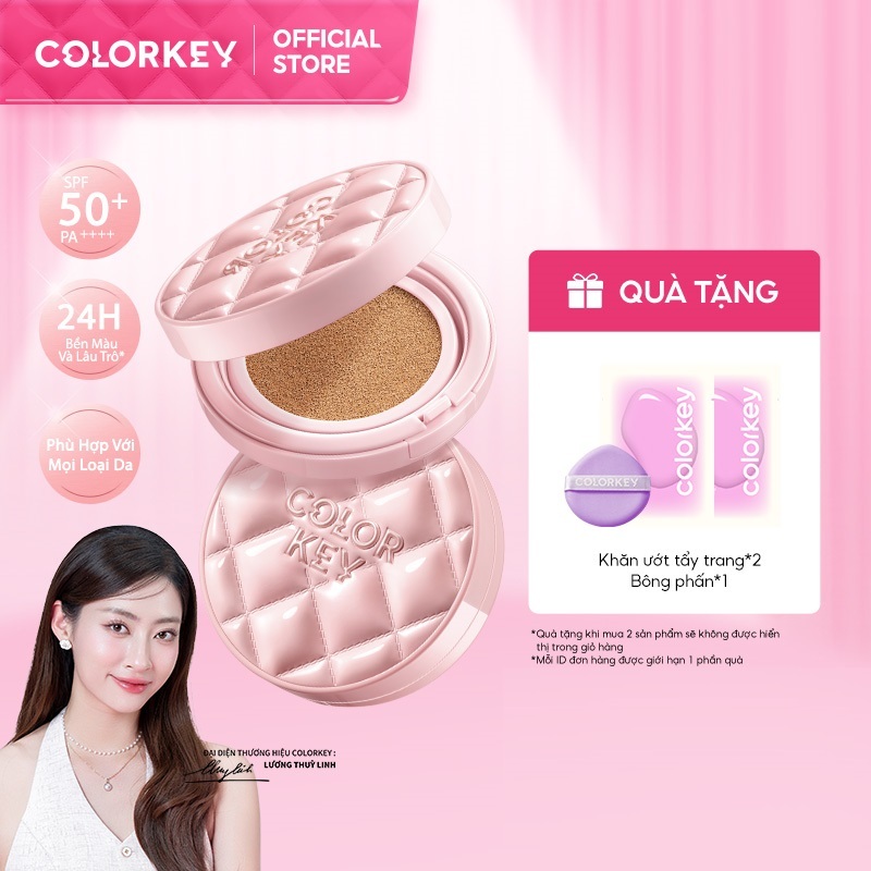 Ảnh COLORKEY SPF50+ Cushion Chống Nắng Kẻ Ô Hồng, Mỏng Nhẹ Giữ Lớp Make-up Lâu Trôi, 11g 1