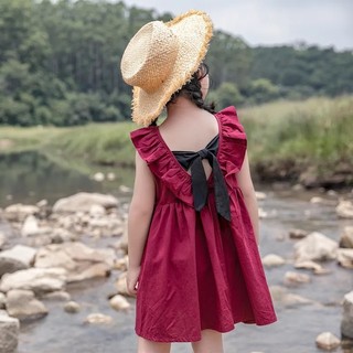 kiểu mới mùa hè Váy xếp ly lưng hình bướm bên bờ biển mùa hè dành cho bé gái