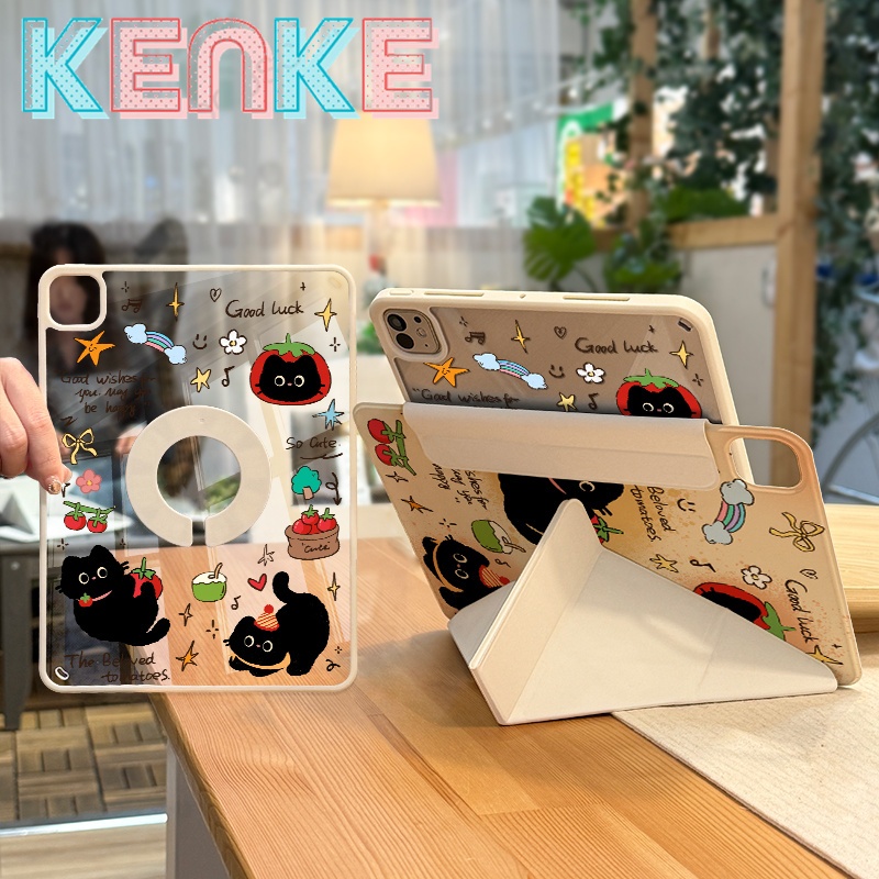 kenke ốp lưng ipad Ốp lưng máy tính bảng hoạt hình dễ thương cho 2025 ipad 11 A16 ipad 10 air4 5 6 7 M3 Air 11 inch M4 pro 13 pro 12.9 case ipad pro 11 inch M4 mini 6 A17 pro gen 9 8 7 2 trong 1 có thể tháo rời acrylic cứng vỏ cứng-Mèo, thỏ, chó