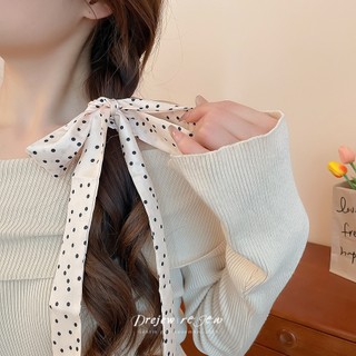 DREJEW Những chấm bi đen trắng của Pháp mỏng và hẹp chiếc khăn cổ buộc cổ cao cấp