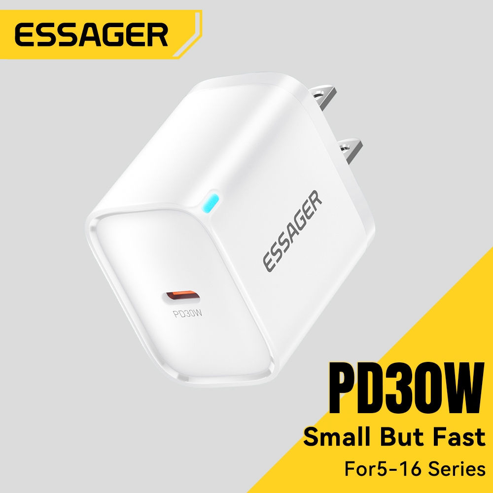 Essager 30W GaN USB Loại C Sạc PD Nhanh Điện Thoại QC 3.0 Sạc Nhanh Cho iP 16 15 14 13 Pro Max Mini iPd Sạc