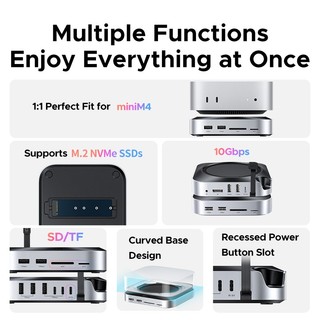 UGREEN USB HUB Docking Station cho Mac Mini M4 M4 Pro M.2 NVMe SSD 8TB Max 10Gbps Cổng USB-A & C SD & TF 11 CỔNG