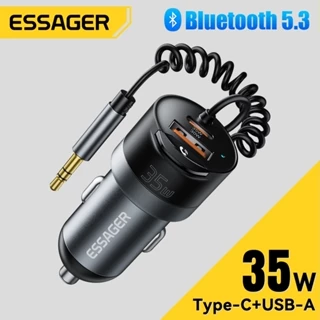 Essager USB-A + Type-C Bộ sạc xe hơi Bộ phát FM Bluetooth không dây 5.3 Micrô tích hợp