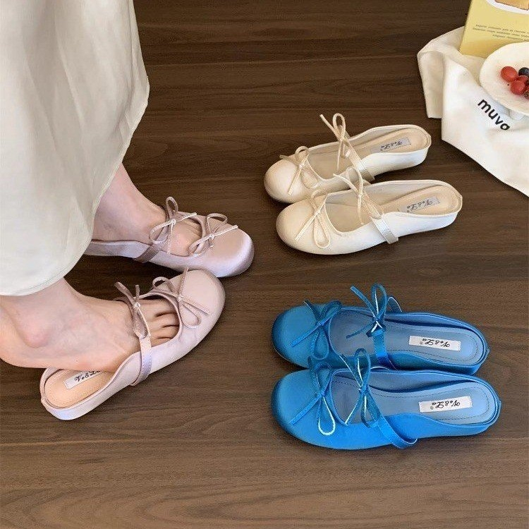 Nữ Baotou Dép Pháp Nông Miệng Thấp Gót Sandal Dép Bên Ngoài Mặc Bên Trong Tăng Chiều Cao Giày Ba Lê Nữ