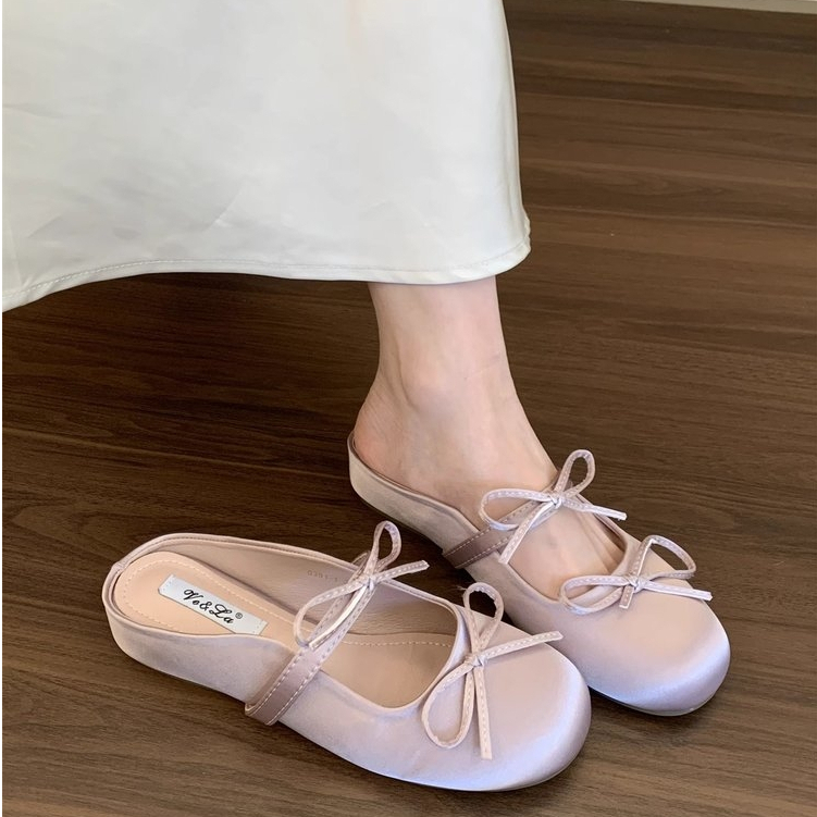 Nữ Baotou Dép Pháp Nông Miệng Thấp Gót Sandal Dép Bên Ngoài Mặc Bên Trong Tăng Chiều Cao Giày Ba Lê Nữ