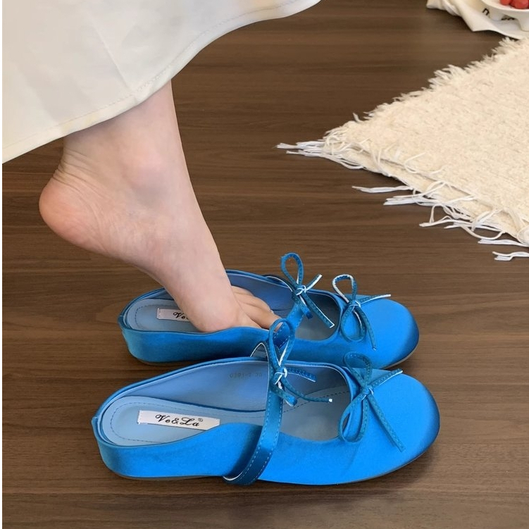 Nữ Baotou Dép Pháp Nông Miệng Thấp Gót Sandal Dép Bên Ngoài Mặc Bên Trong Tăng Chiều Cao Giày Ba Lê Nữ