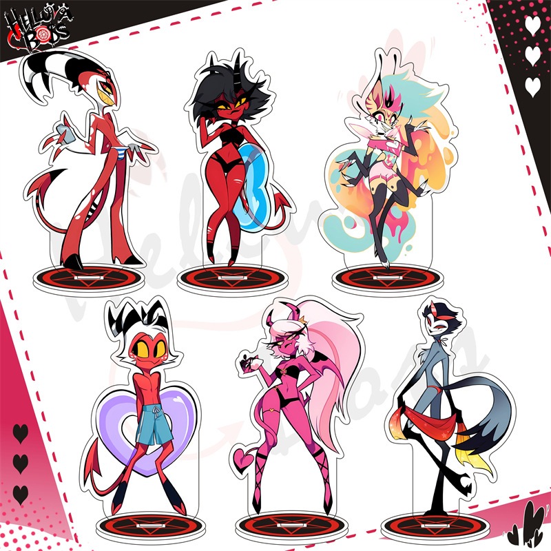 Helluva Boss DIY Acrylic Đứng Moxxxixie Quạt Nghệ Thuật Anime Để Bàn Màn Hình Hoạt Hình Mỹ Sưu Tập Quà Tặng