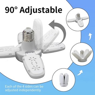 28W Quạt Hình Bóng Đèn LED E27 Đèn Trắng Có Thể Gập Lại 220V 110V Bóng Đèn Cho Gia Đình Phòng Khách Kho Nhà Để Xe Đèn Trần