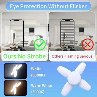 28W Quạt Hình Bóng Đèn LED E27 Đèn Trắng Có Thể Gập Lại 220V 110V Bóng Đèn Cho Gia Đình Phòng Khách Kho Nhà Để Xe Đèn Trần