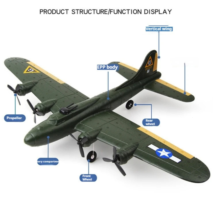 Fx817 RC máy bay cánh cố định xốp mô hình glider B17 pháo đài ném bom đồ chơi chiến đấu cho trẻ em