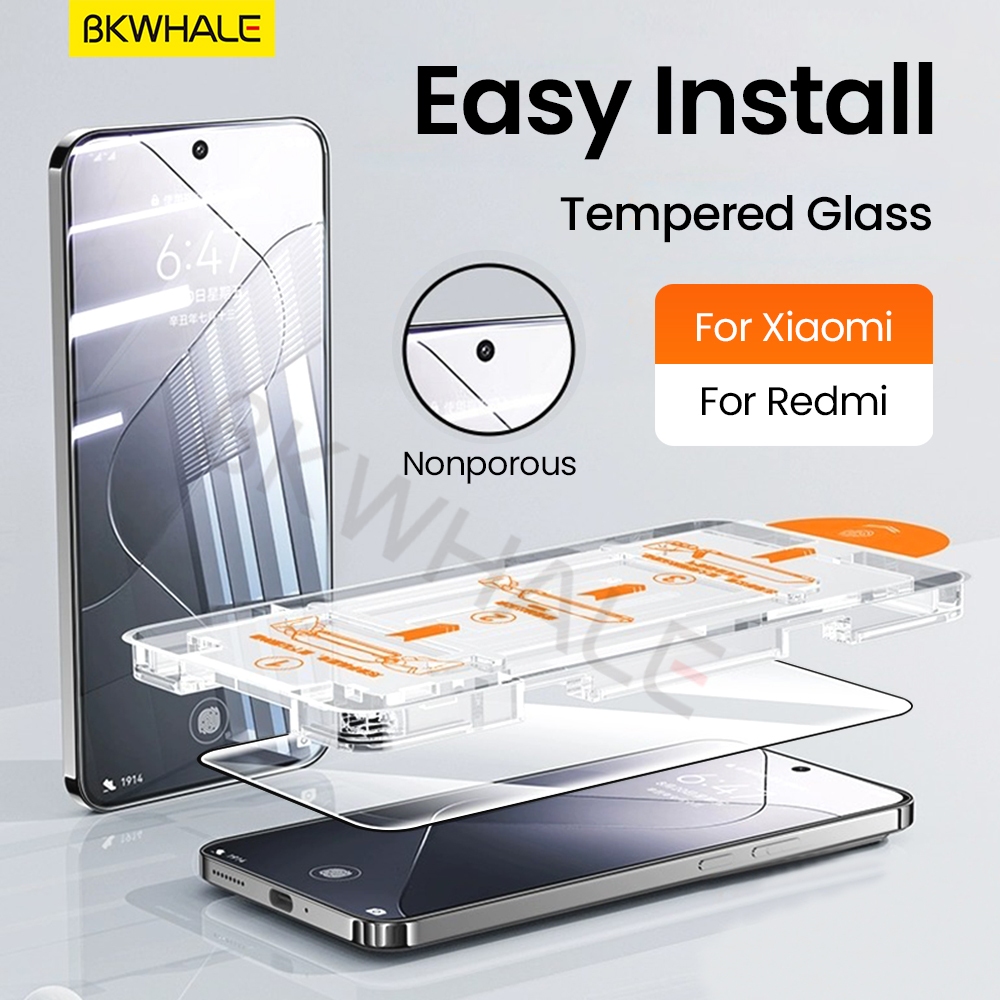 BKWHALE Dễ Dàng Lắp Đặt Kính Cường Lực Cho Xiaomi 14 13 12 11 12x 12s 15s Pro 15 17 Ultra 17T 15T 13T 14T Poco F9 F8 F7 Ultra F6 F5 M8 M7 M6 X6 X7 X8 Pro Max Phim Bảo Vệ Màn Hình
