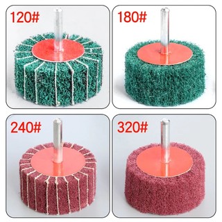 Bàn chải đánh bóng sợi bánh xe không dệt Tấm chà nhám Đầu chà nhám cho máy khoan 6mm Grit120 / 180 / 240 / 320