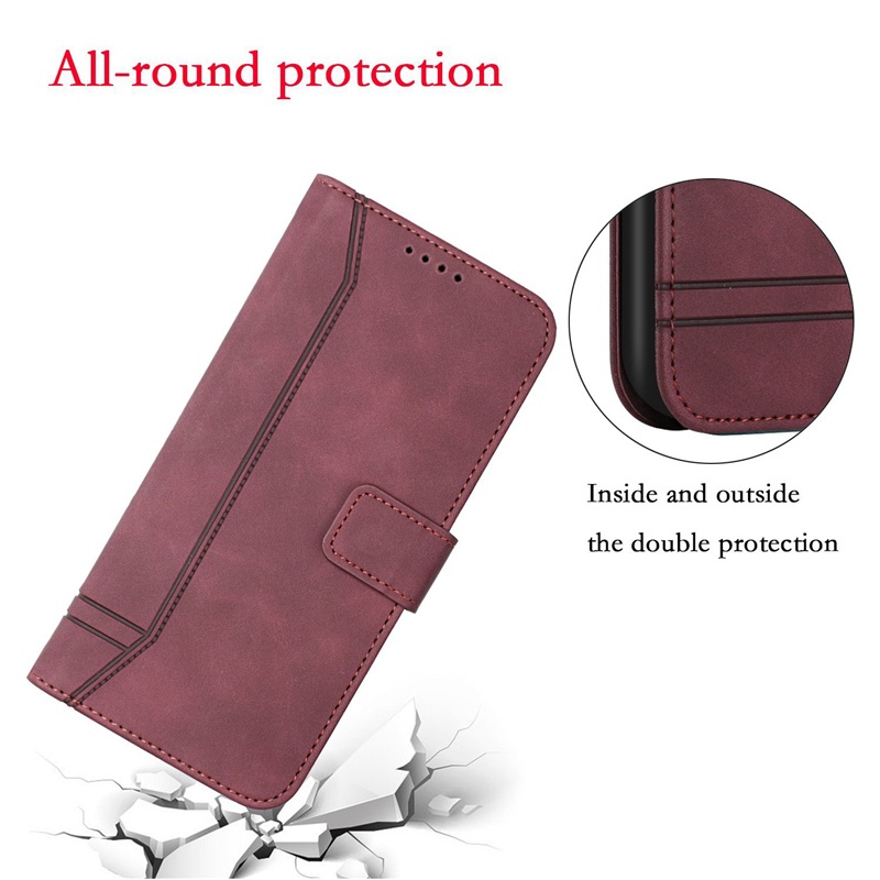 Dành Cho Xiaomi Poco C40 C55 C61 C65 C75 M6 X6 M7 X7 F7 Pro Ultra 4G 5G Flip Matte Da PU Vỏ Điện Thoại Khe Cắm Thẻ Và Giá Đỡ Ví Vỏ Bảo Vệ Chống Sốc