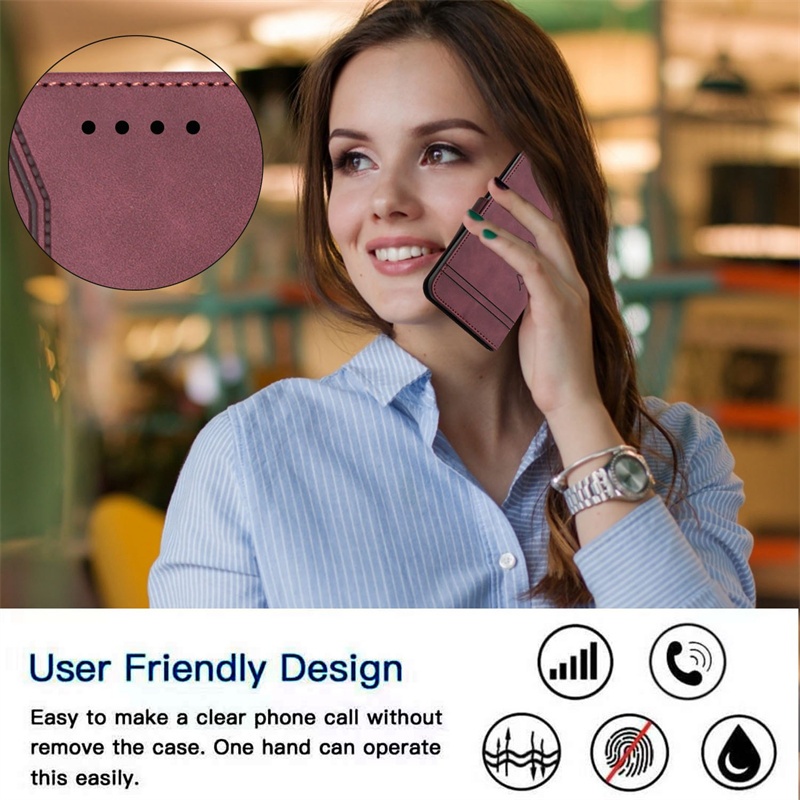 Dành Cho Xiaomi Poco C40 C55 C61 C65 C75 M6 X6 M7 X7 F7 Pro Ultra 4G 5G Flip Matte Da PU Vỏ Điện Thoại Khe Cắm Thẻ Và Giá Đỡ Ví Vỏ Bảo Vệ Chống Sốc