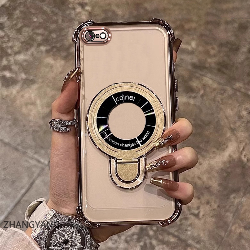 Ốp lưng iPhone 6 Plus/6s Plus mạ điện TPU mềm, chống rơi bốn góc, có giá đỡ điện thoại