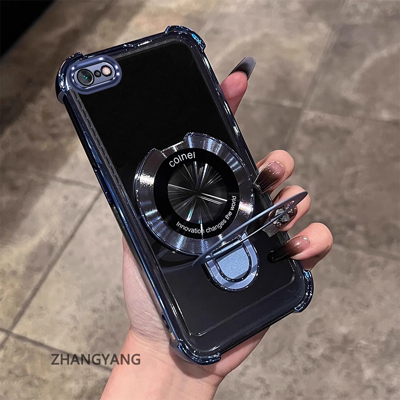 Ốp lưng iPhone 6 Plus/6s Plus mạ điện TPU mềm, chống rơi bốn góc, có giá đỡ điện thoại