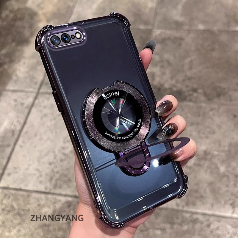 Ốp cho iPhone 7 Plus/8 Plus mạ điện, thiết kế mới, TPU mềm, chống rơi bốn góc, kèm giá đỡ điện thoại