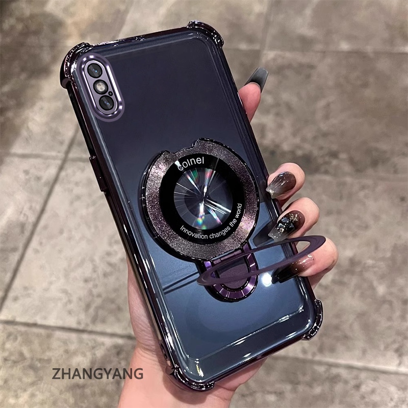 Ốp lưng iPhone X/XS/XR/XS Max mạ điện TPU mềm, thiết kế mới, chống rơi bốn góc, có giá đỡ