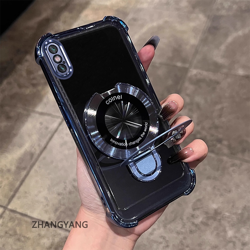 Ốp lưng iPhone X/XS/XR/XS Max mạ điện TPU mềm, thiết kế mới, chống rơi bốn góc, có giá đỡ