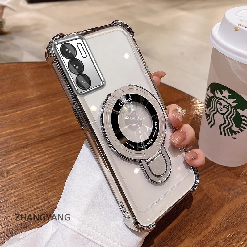 Ốp điện thoại OPPO RENO 12 5G/RENO 12 Pro 5G, thiết kế mạ điện mới, chống rơi bốn góc, vỏ mềm TPU kèm giá đỡ